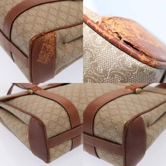 CELINE Macadam Canvas Hand Bag Beige Gold - Picture 10 of 13